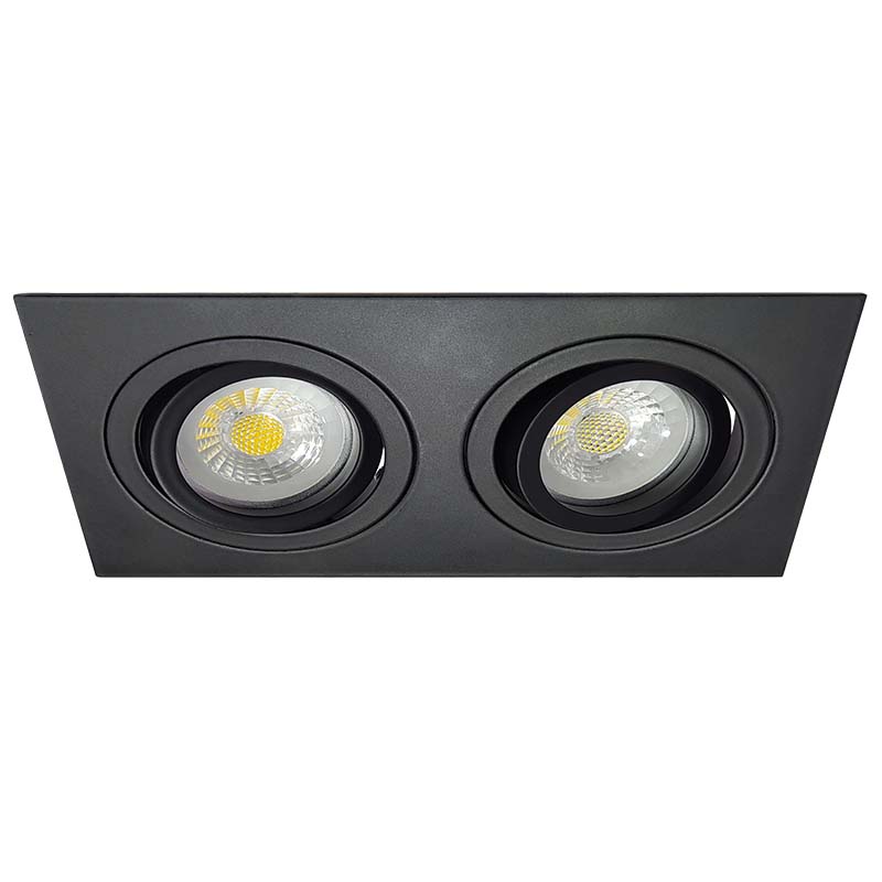 SERIE ALUM RECTANGULAR NEGRO MATE de 2 LUCES 